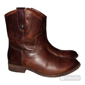 Frye Boots Women's 7.5 Brown Leather Short Melissa